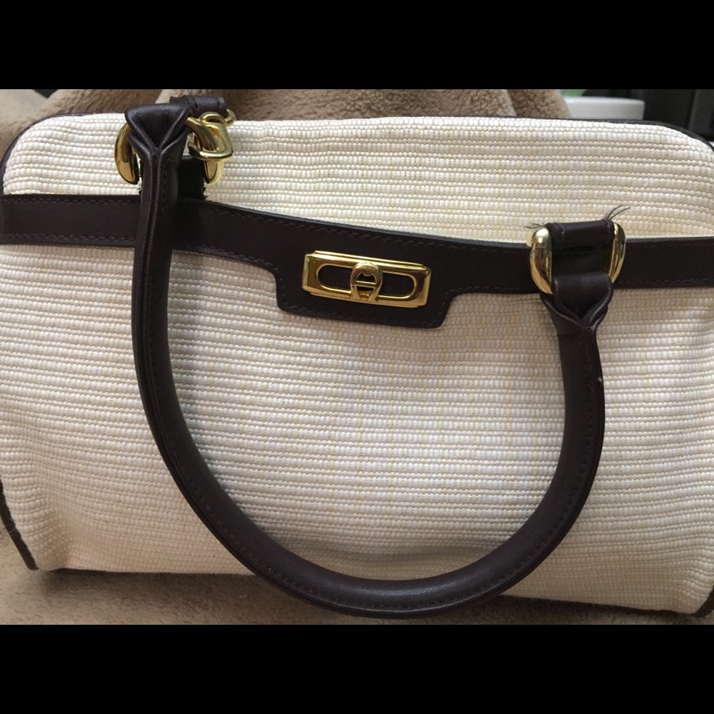Vintage Etienne Aigner Woven Straw/Leather Bag